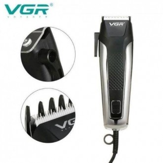 Машинка (триммер) для стрижки волос и бороды VGR V-120, Professional, 8 насадок. . фото 3