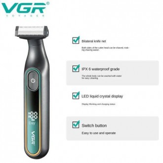 Электробритва VGR V-360 шейвер для влажного и сухого бритья, 1 насадка, IPX6, LE. . фото 3