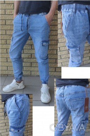 Джоггеры, джинсы на резинке стрейчевые мужские высокого качества NN.
Состав 98% . . фото 1