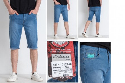 Бриджи мужские джинсовые стрейчевые, есть большие размеры VINDASION, Турция, 98%. . фото 2