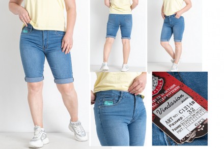 Батальные женские бриджи джинсовые стрейчевые, большие размеры VINDASION, Турция. . фото 2
