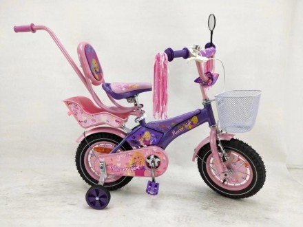 Велосипед детский для девочки Racer-girl 14 дюймов с корзинкой и вспомогательным. . фото 2