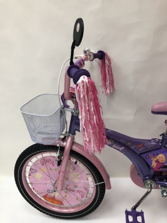 Велосипед детский для девочки Racer-girl 14 дюймов с корзинкой и вспомогательным. . фото 3
