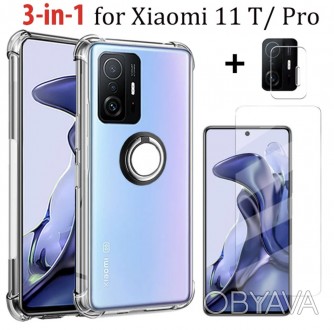 Комплект Xiaomi 11T/11T Pro чехол + стекло (прозрачный)