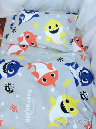 Комплект постільної білизни "BABY SHARK ( Малюк Акула), ранфорс Lux Туреччина"