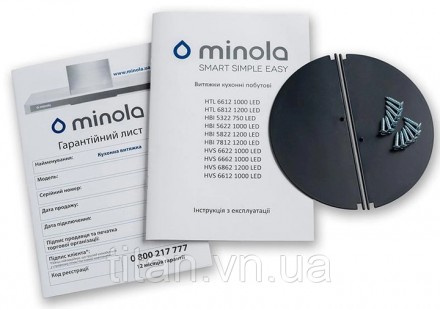 Витяжка Minola HBI 5622 WH 1000 LED (повновбудована). . фото 8 Повновбудована кухонна витяжка Minola HBI 5622 1000 LED оснащена одним моторам п. . фото 8