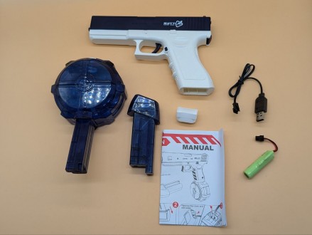 Водний пістолет електричний акумуляторний Water Gun Glock синій, іграшковий водн. . фото 9