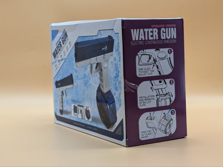 Водний пістолет електричний акумуляторний Water Gun Glock синій, іграшковий водн. . фото 10