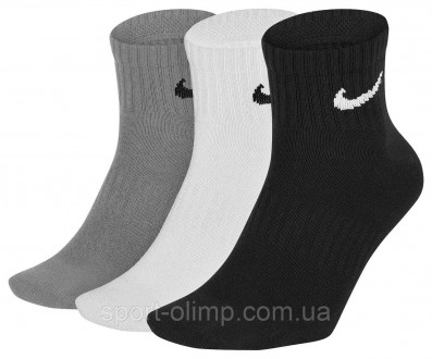 Носки Nike Everyday Lightweight Ankle 3-pack black/gray/white — SX7677-901. . фото 2