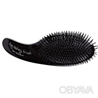 Щетка Olivia Garden Kidney Brush Dry Detangler Черная для волос из искусственной. . фото 1