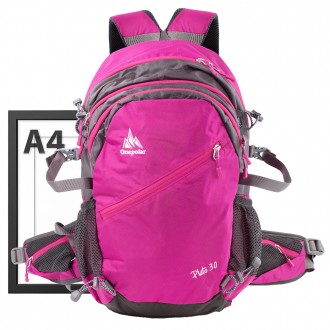 "Зовнішні розміри рюкзака: 32*50*19 см. Об'єм: 30 л. Колір: рожевий. Спинка повн. . фото 11