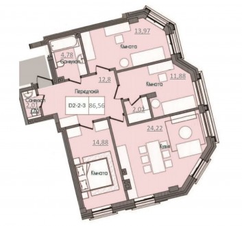 Трикімнана квартира , в новому Клубному Будинку Консул , загальной площою 86,56 . Киевский. фото 5