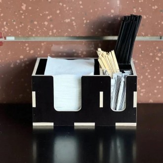 
Кофейный органайзер Opti WW Black деревянный для мешалок, настольный, для бумаж. . фото 6