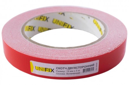 Лента двухсторонняя Unifix - 19 мм x 5 м вспененная белая. . фото 2