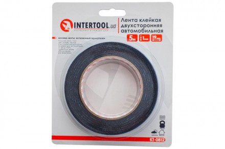 Лента двухсторонняя Intertool - 19 мм x 5 м авто. . фото 5