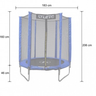 Батут внешней сеткой и лестницей диаметром 183 см для детей Atleto. Цвет синий. . . фото 4