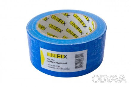 Лента армированная Unifix - 50 мм x 25 м синяя. . фото 1