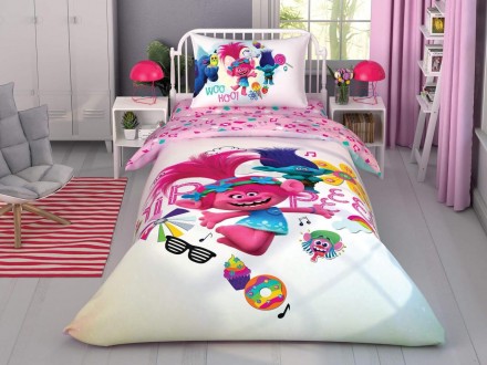 Подростковый комплект Disney TAC Trolls Color Party Ранфорс простынь на резинке. Харьков. фото 1 Подростковый комплект Disney TAC Trolls Color Party Ранфорс простынь на резинке. Харьков. фото 1