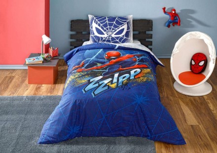 Подростковый комплект Disney TAC Spiderman Blue City Ранфорс простынь на резинке. Харьков. фото 1 Подростковый комплект Disney TAC Spiderman Blue City Ранфорс простынь на резинке. Харьков. фото 1