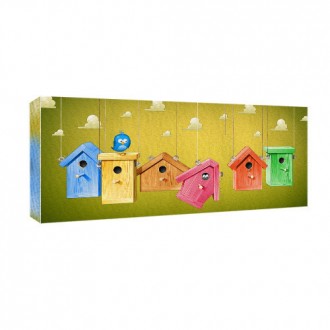 Картина на ткани, 30х65 см Разноцветные скворечники (H3065_YM001) TM Presentvill. Харьков. фото 1 Картина на ткани, 30х65 см Разноцветные скворечники (H3065_YM001) TM Presentvill. Харьков. фото 1