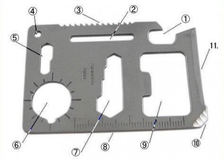 Карта для виживання, Мультитул 11 1
Розмір трохи менше кредитної картки.Можна но. . фото 3