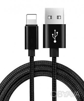 Кабель USB DATA плетенный ReCord Lightning for iPhone (1m) black