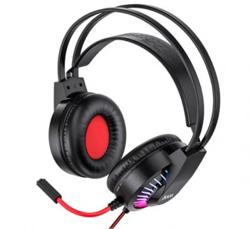 Ігрові геймерські навушники HOCO Gaming W105 із мікрофоном і LED RGB підсвіткою червоні. Київ. фото 1 Ігрові геймерські навушники HOCO Gaming W105 із мікрофоном і LED RGB підсвіткою червоні. Київ. фото 1