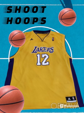 Баскетбольная майкa Adidas NBA Los Angeles Lakers, Howard, размер-2XL, длина-78с. . фото 1