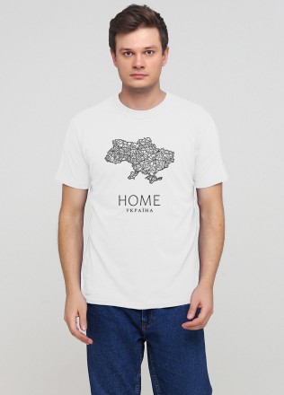 Футболка мужская белая с принтом Украина дом размер S. Кременчуг. фото 1