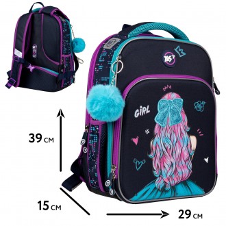 Рюкзак каркасний Yes Caramel Girl S-78: оптимальний рюкзак для учнів молодшої шк. . фото 3