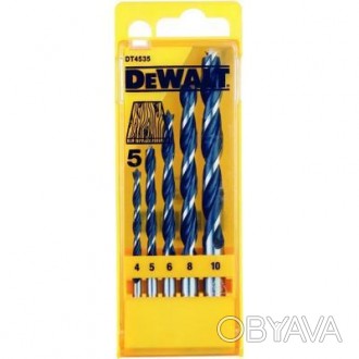 Набор сверл DeWALT по дереву, d=4,5,6,8,10мм. (DT4535)