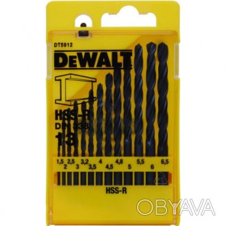 Набор сверл DeWALT HSS-R по металлу, 13шт, d=1,5-6,5мм. (DT5912)