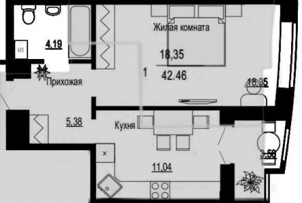 Номер оголошення на сайті компанії: SF-2-974-135-OB.
Продається 1-кімнатна кварт. . фото 4