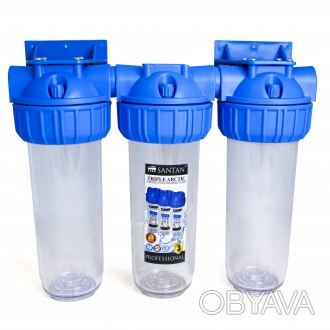  
 
Тройная колба для очистки воды SANTAN Triple Arctic 3PS, 1" для холодной вод. . фото 1