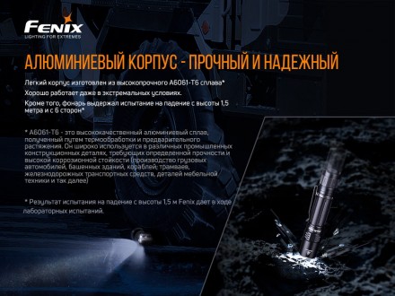 
 
Опис ліхтарі Fenix E20 (2015) Cree XP-E2:
 Удосконалена модель PD32 V2.0 – по. . фото 8