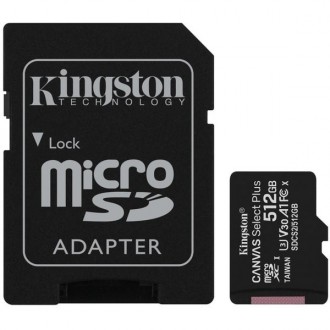 Карта пам'яті Kingston microSDXC 512GB Canvas Select Plus UHS-I/U1 + SD-адаптер . Харків. фото 1 Карта пам'яті Kingston microSDXC 512GB Canvas Select Plus UHS-I/U1 + SD-адаптер . Харків. фото 1