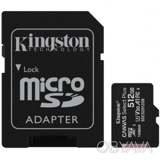 Kingston microSDXC Canvas Select Plus – карта пам'яті на 512 Гб. Сумісна з прист. . фото 1