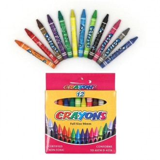 Олівці воскові Crayons кольорові набір 12 кольорів 8496-12 (крейда). . фото 3