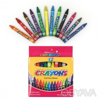 Олівці воскові Crayons кольорові набір 12 кольорів 8496-12 (крейда). . фото 1