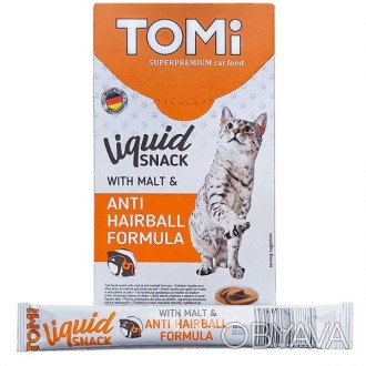 Жидкое лакомство для котов TOMi Malt & Hairball с добавлением натурального солод. . фото 1