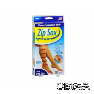  Компрессионные гольфы Zip Sox Бежевые/Черные размер, l/xl Лечебные компрессионн. . фото 1