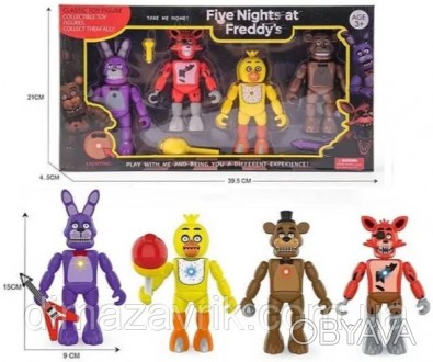 Игровые фигурки 4шт HG-33023 Фредди, Фокси, Бони, Чика 13-15см Светятся, Аниматр