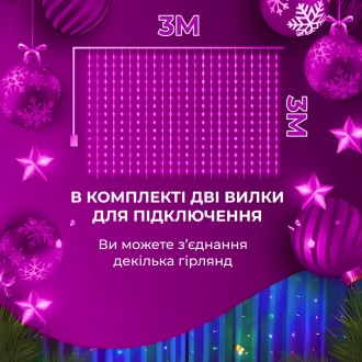 Гирлянда светодиодная Водопад: 270 LED (560 L) лампочек и прозрачный провод Эта . . фото 6