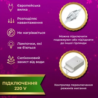 Гирлянда светодиодная Водопад: 270 LED (560 L) лампочек и прозрачный провод Эта . . фото 5