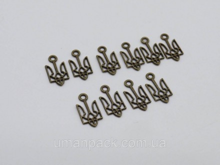 Тризуб України. Заготовка. Колір "стара латунь". 18х10мм. Неліквідний товар. Умань. фото 1