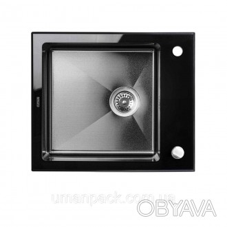 Кухонна мийка 60*51 Platinum Handmade PVD BLACK GLASS це відмінне стильне рішенн. . фото 1