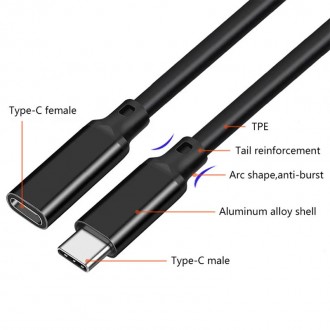 Кабель подовжувач TYPE-C 5 метрів TPE USB3.2 Gen2 10Gbps 100W Ningbo Kepo TYPE-C. . фото 5