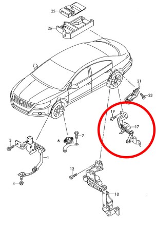  Датчик корректора фары, положения кузова в сборе VW Passat, Tiguan, Golf (датчи. . фото 6