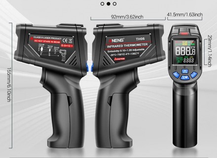ANENG TH06 – это бесконтактный инфракрасный термометр, который может определять . . фото 6