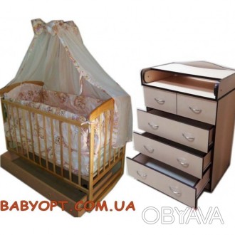 Розпродаж! Комплект Новий: Комод, ліжечко, матрац кокос, постіль